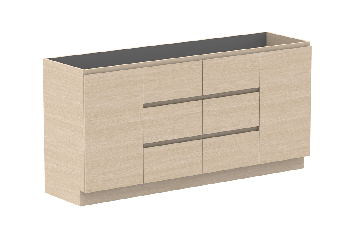 ADP Glacier Hamper Trio Floor Mount Vanity 1800mm cabinet only