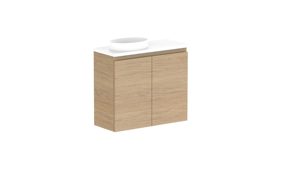 ADP Glacier Mini Wall Hung Vanity 600mm left offset bowl, benchtop