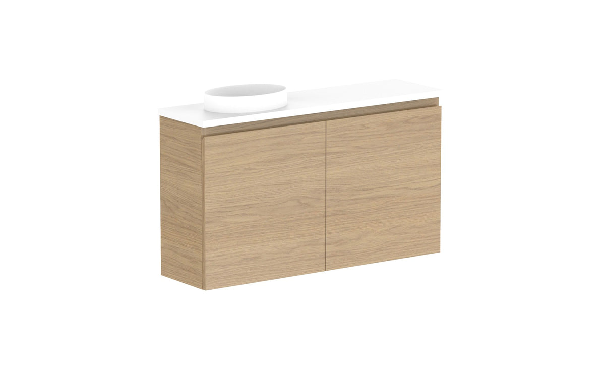ADP Glacier Mini Wall Hung Vanity 900mm left offset bowl, benchtop