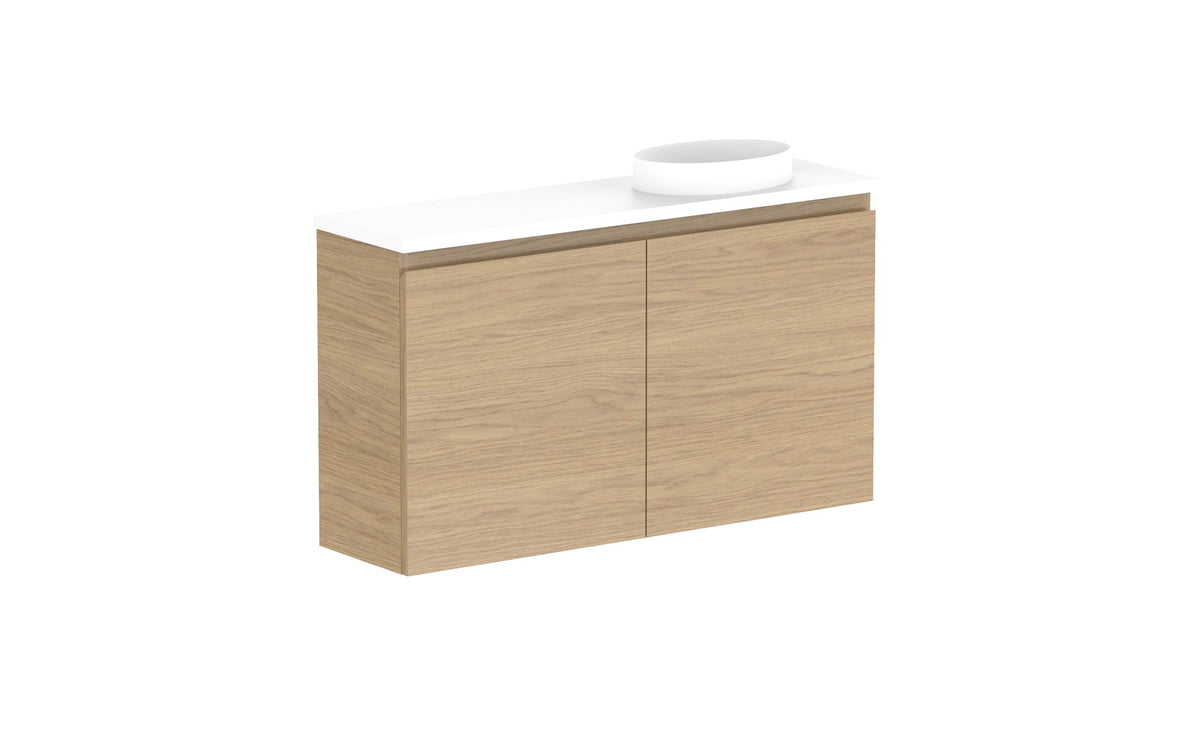 ADP Glacier Mini Wall Hung Vanity 900mm right offset bowl, benchtop