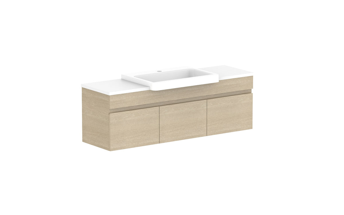 ADP Glacier Semi-Recessed All-Door Slim Wall Hung Vanity 1200mm centre bowl, benchtop