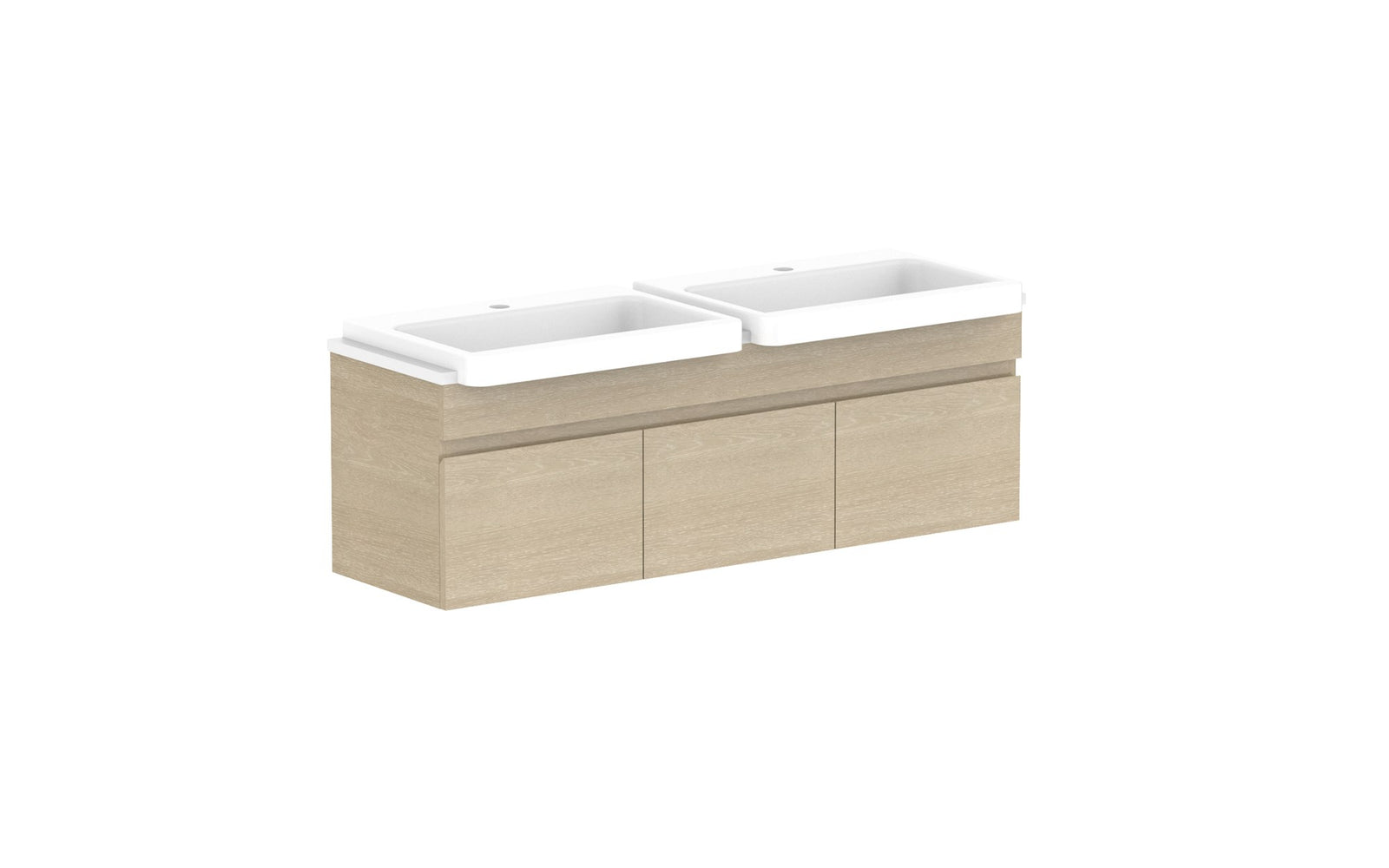 ADP Glacier Semi-Recessed All-Door Slim Wall Hung Vanity 1200mm double bowl, benchtop