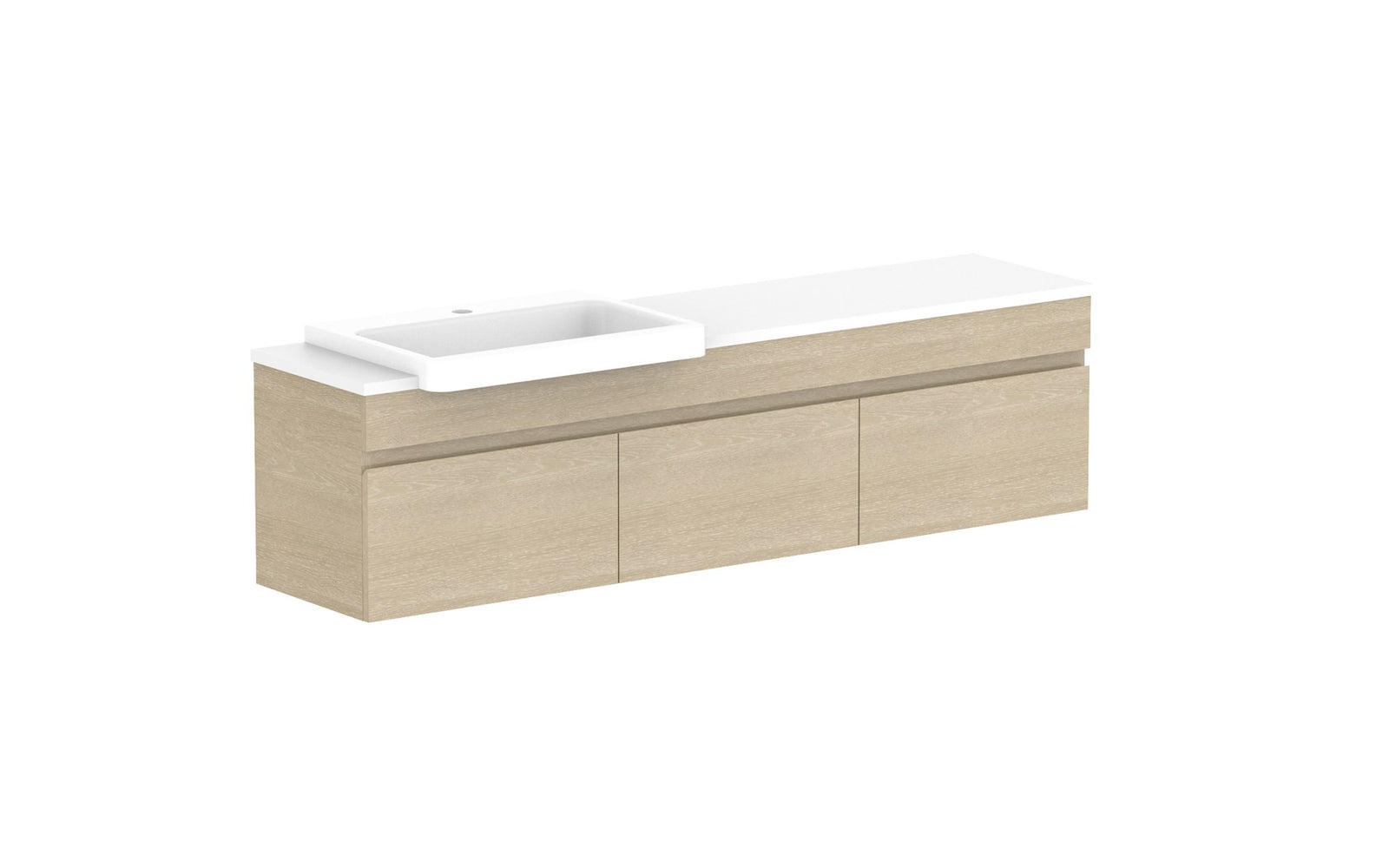 ADP Glacier Semi-Recessed All-Door Slim Wall Hung Vanity 1500mm left offset bowl, benchtop