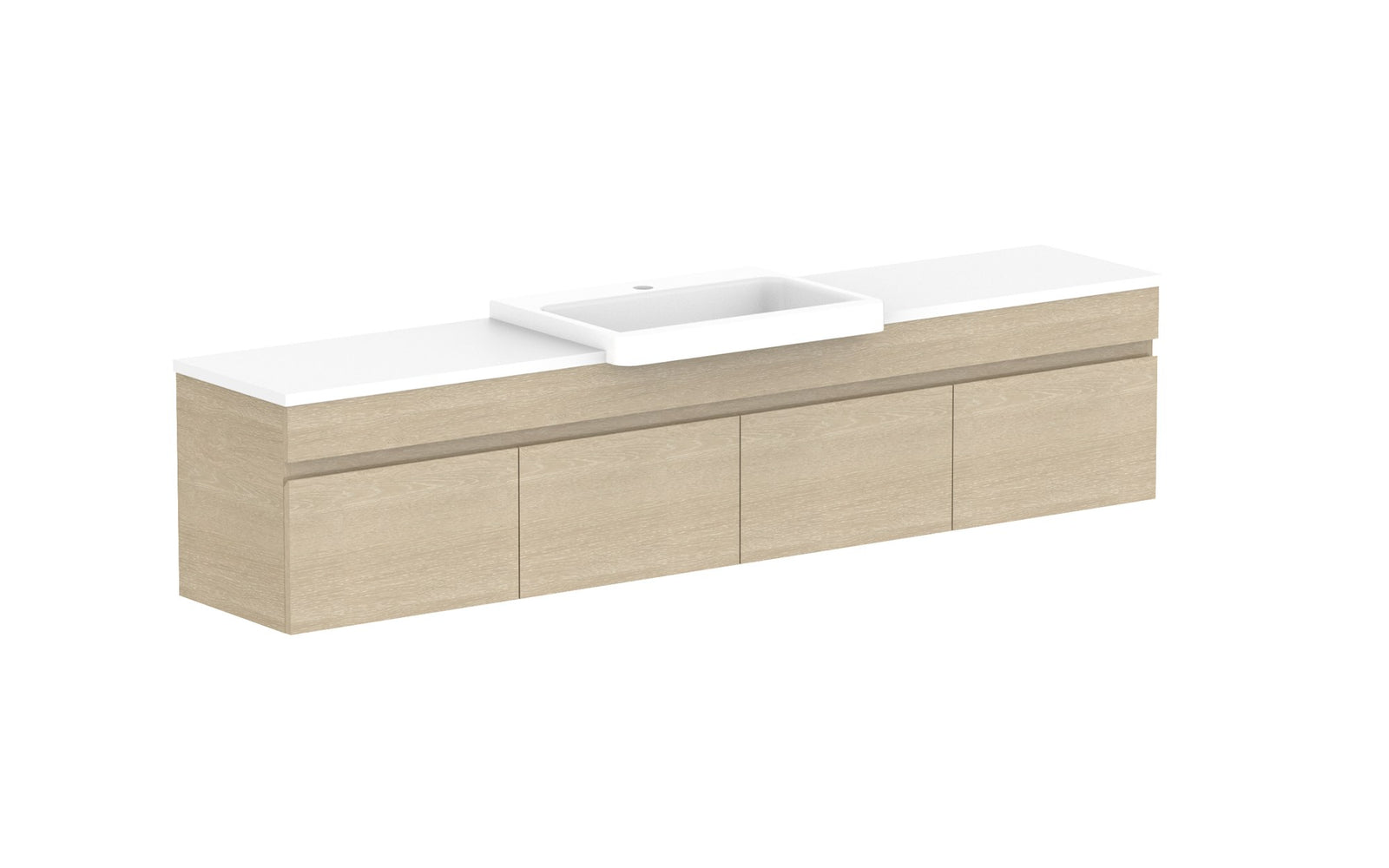 ADP Glacier Semi-Recessed All-Door Slim Wall Hung Vanity 1800mm centre bowl, benchtop