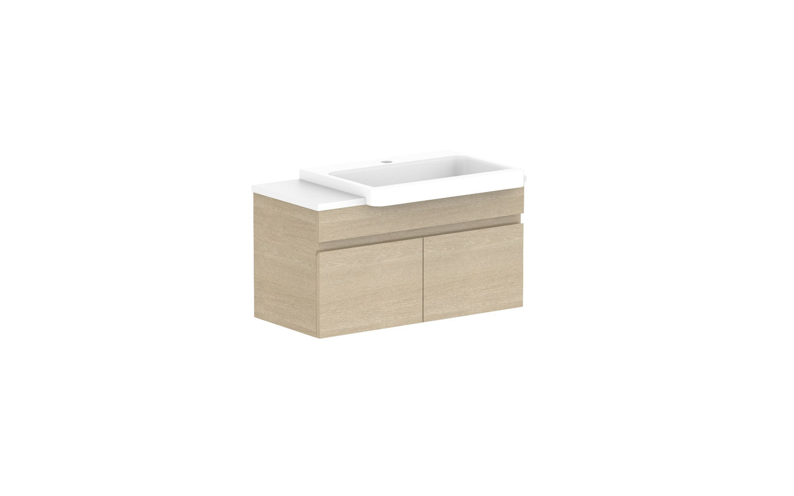 ADP Glacier Semi-Recessed All-Door Slim Wall Hung Vanity 750mm right offset bowl, benchtop