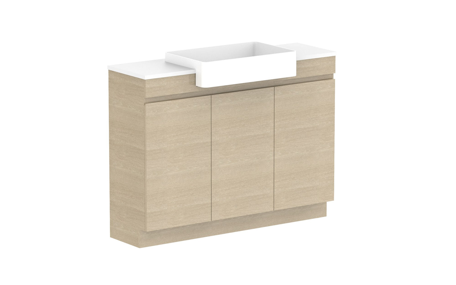 ADP Glacier Semi-Recessed All-Door Trio Floor Mount Vanity 1200mm centre bowl, benchtop