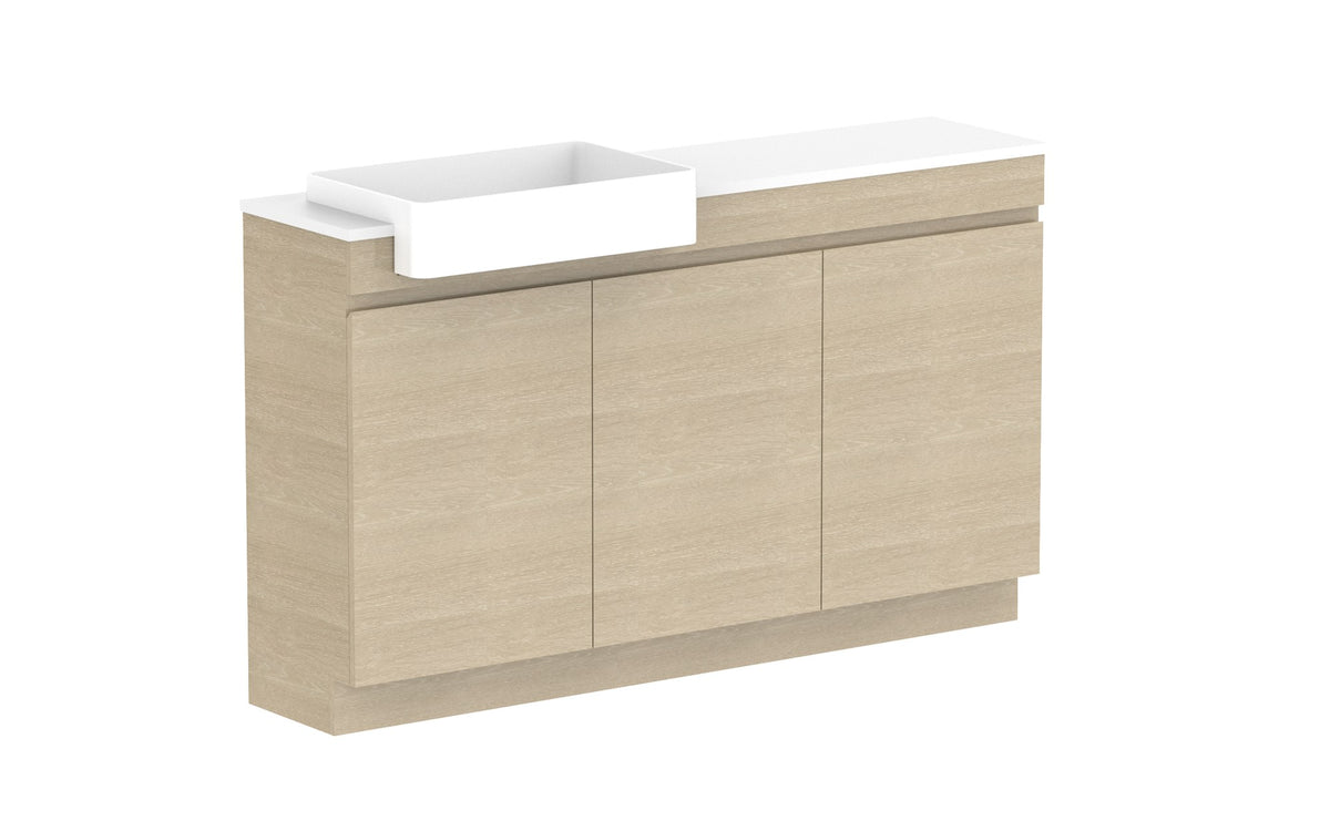 ADP Glacier Semi-Recessed All-Door Trio Floor Mount Vanity 1500mm left offset bowl, benchtop