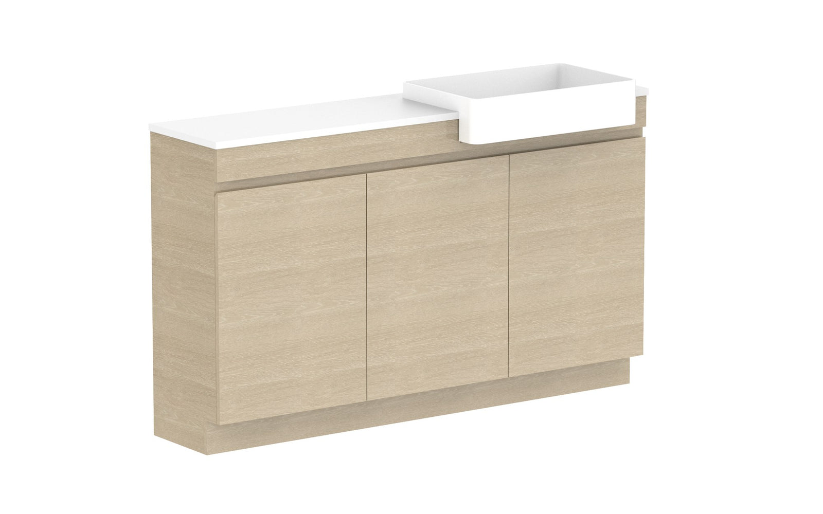 ADP Glacier Semi-Recessed All-Door Trio Floor Mount Vanity 1500mm right offset bowl, benchtop