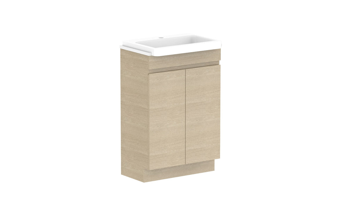 ADP Glacier Semi-Recessed All-Door Trio Floor Mount Vanity 600mm centre bowl, benchtop