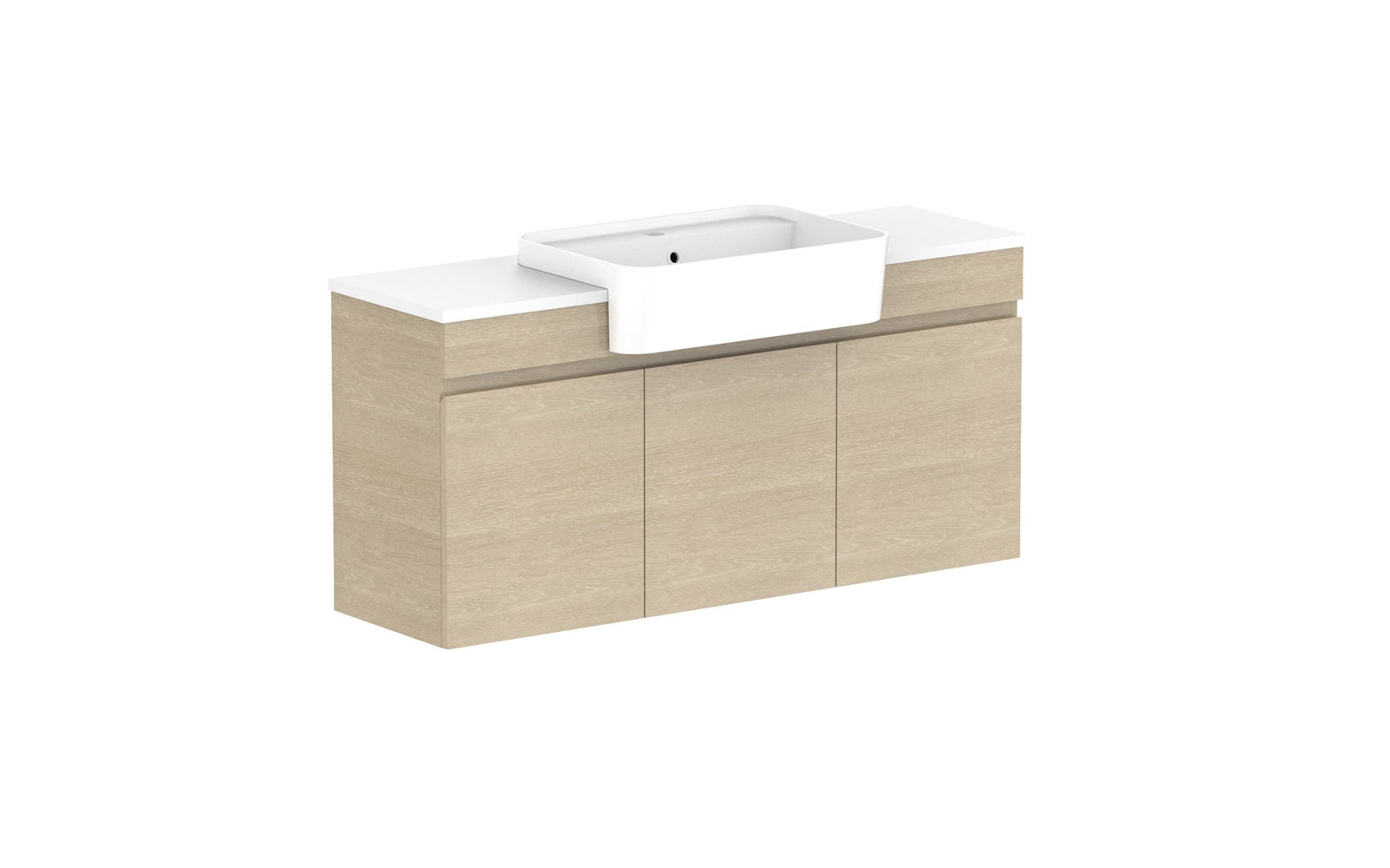 ADP Glacier Semi-Recessed All-Door Twin Wall Hung Vanity 1200mm centre bowl, benchtop