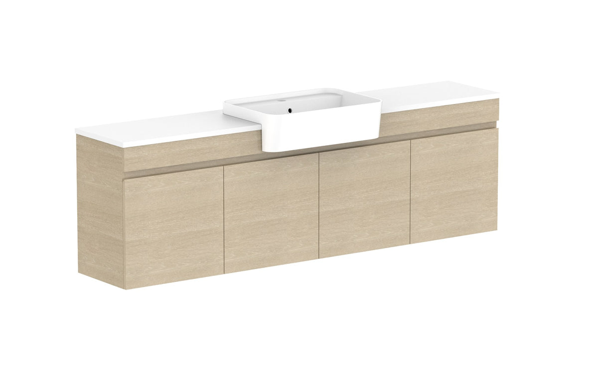 ADP Glacier Semi-Recessed All-Door Twin Wall Hung Vanity 1800mm centre bowl, benchtop