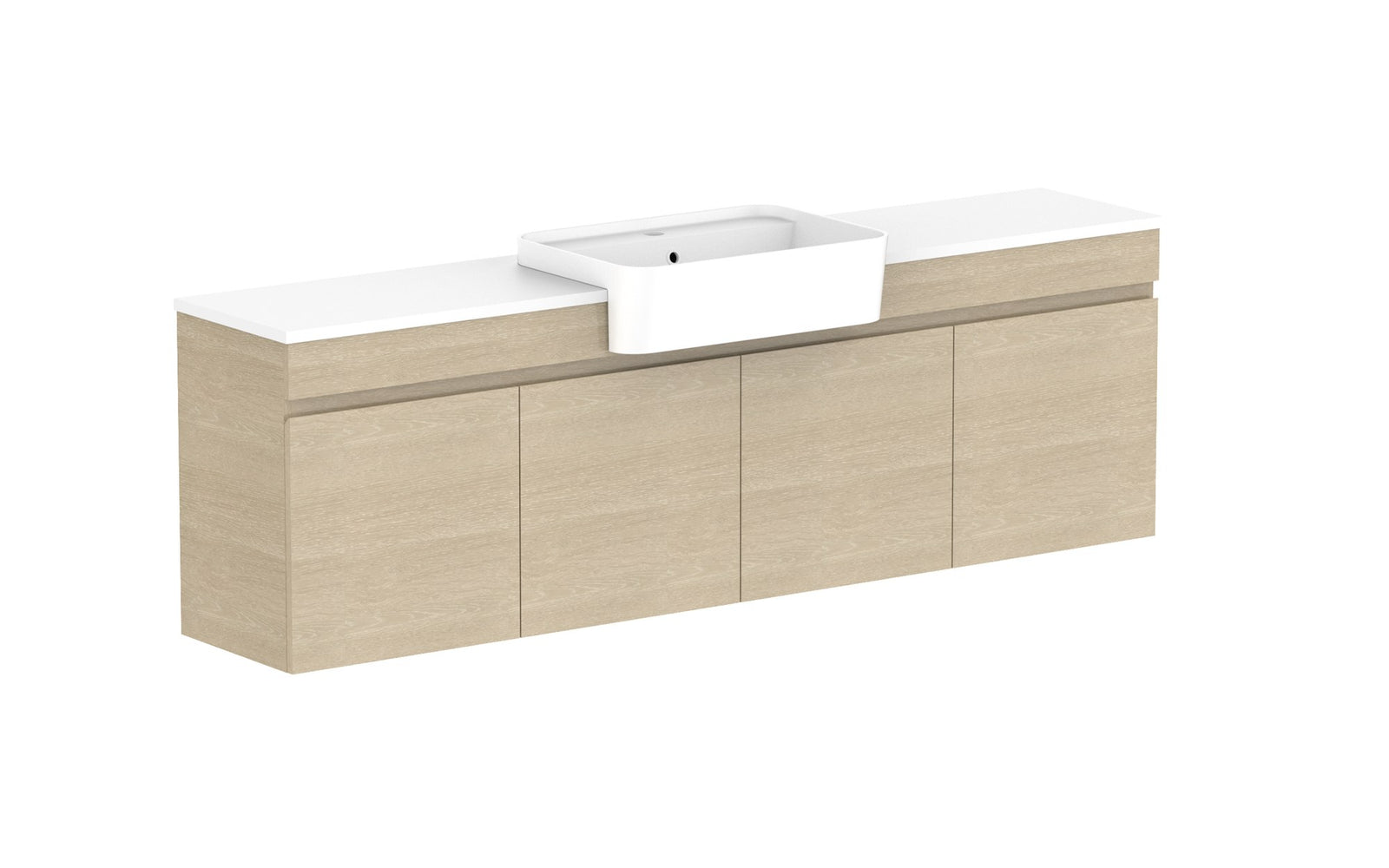 ADP Glacier Semi-Recessed All-Door Twin Wall Hung Vanity 1800mm centre bowl, benchtop