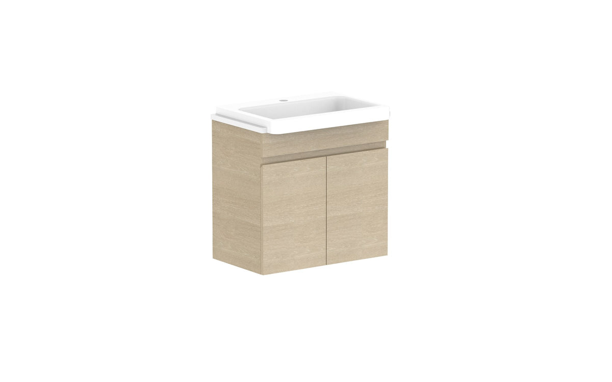 ADP Glacier Semi-Recessed All-Door Twin Wall Hung Vanity 600mm centre bowl, benchtop
