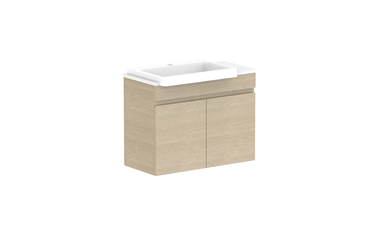 ADP Glacier Semi-Recessed All-Door Twin Wall Hung Vanity 750mm left offset bowl, benchtop