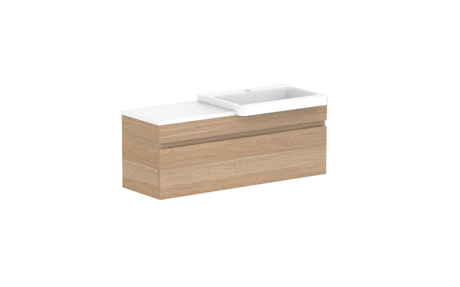 ADP Glacier Semi-Recessed All-Drawer Slim Wall Hung Vanity 1050mm right offset bowl, benchtop