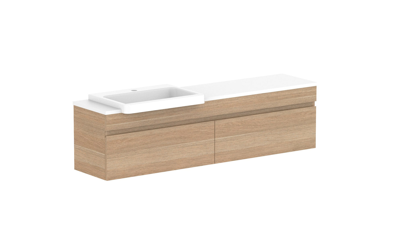 ADP Glacier Semi-Recessed All-Drawer Slim Wall Hung Vanity 1500mm left offset bowl, benchtop