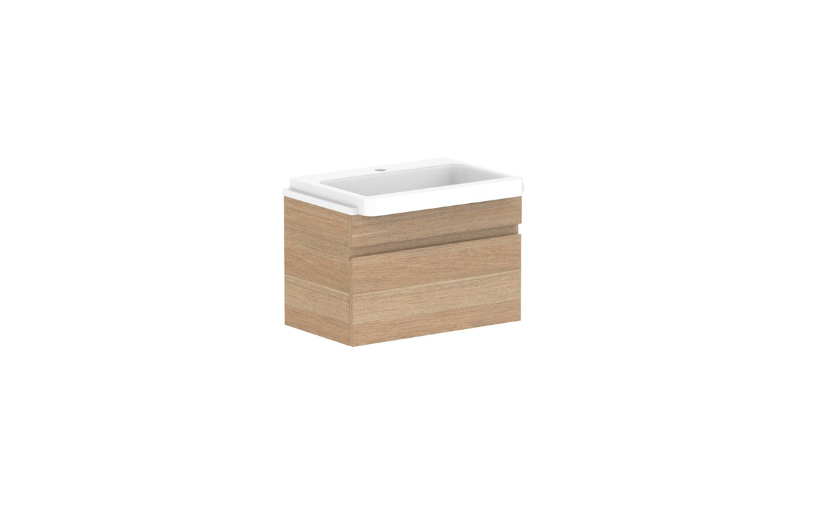 ADP Glacier Semi-Recessed All-Drawer Slim Wall Hung Vanity 600mm centre bowl, benchtop