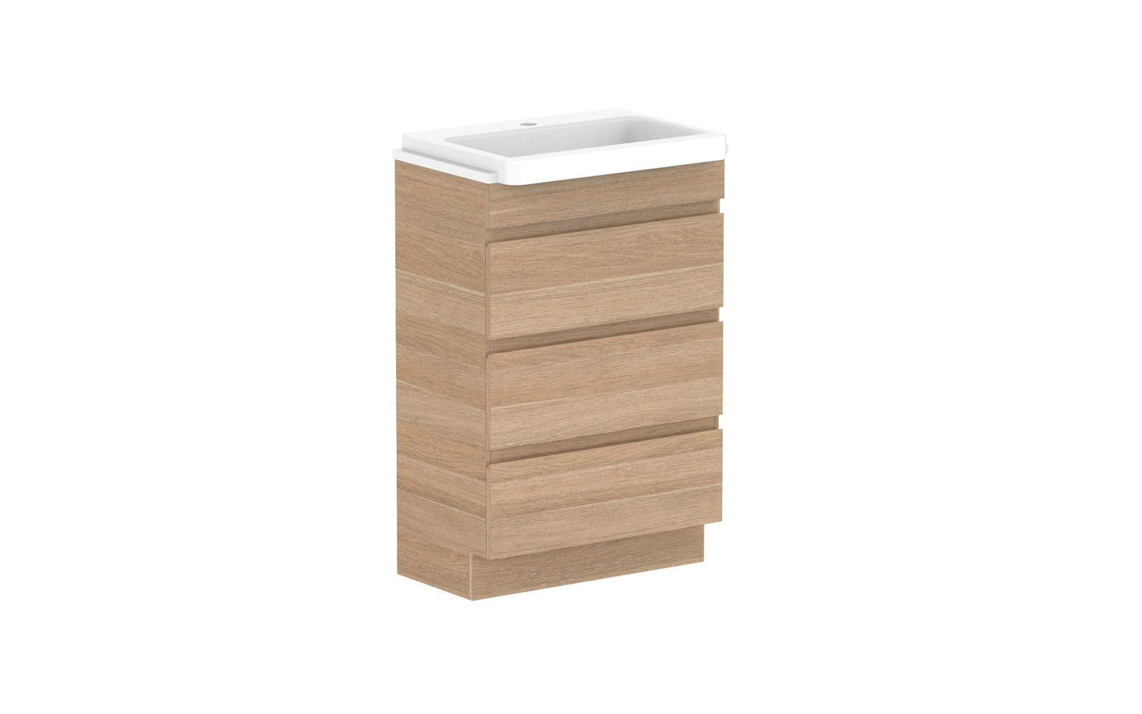 ADP Glacier Semi-Recessed All-Drawer Trio Floor Mount Vanity 600mm centre bowl, benchtop
