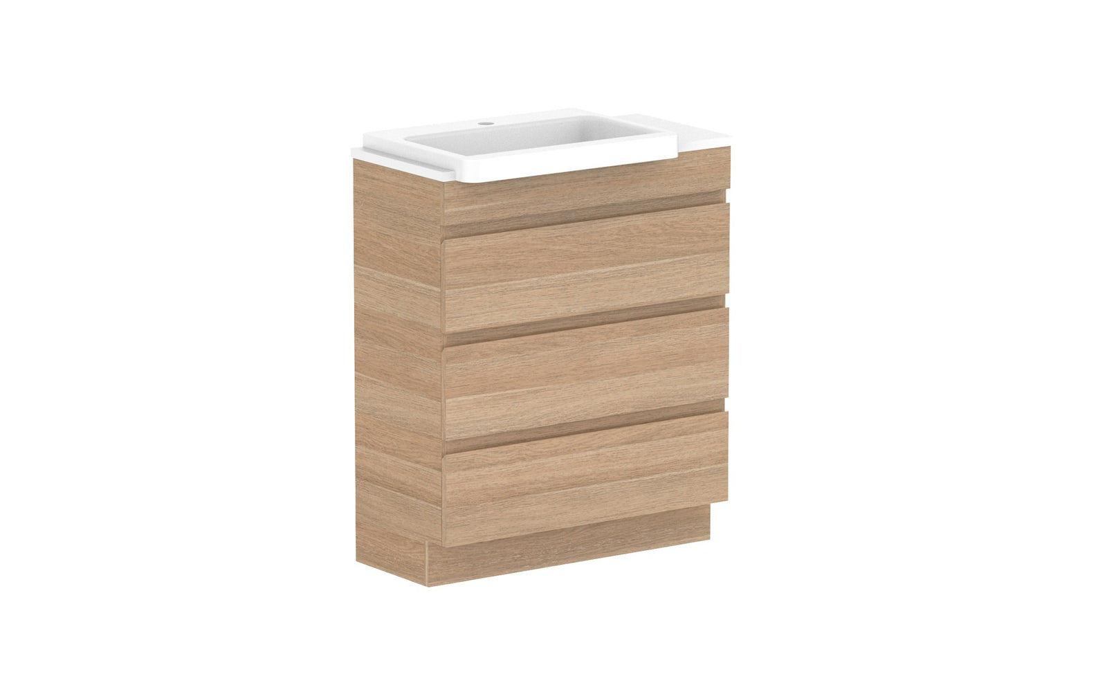 ADP Glacier Semi-Recessed All-Drawer Trio Floor Mount Vanity 750mm left offset bowl, benchtop