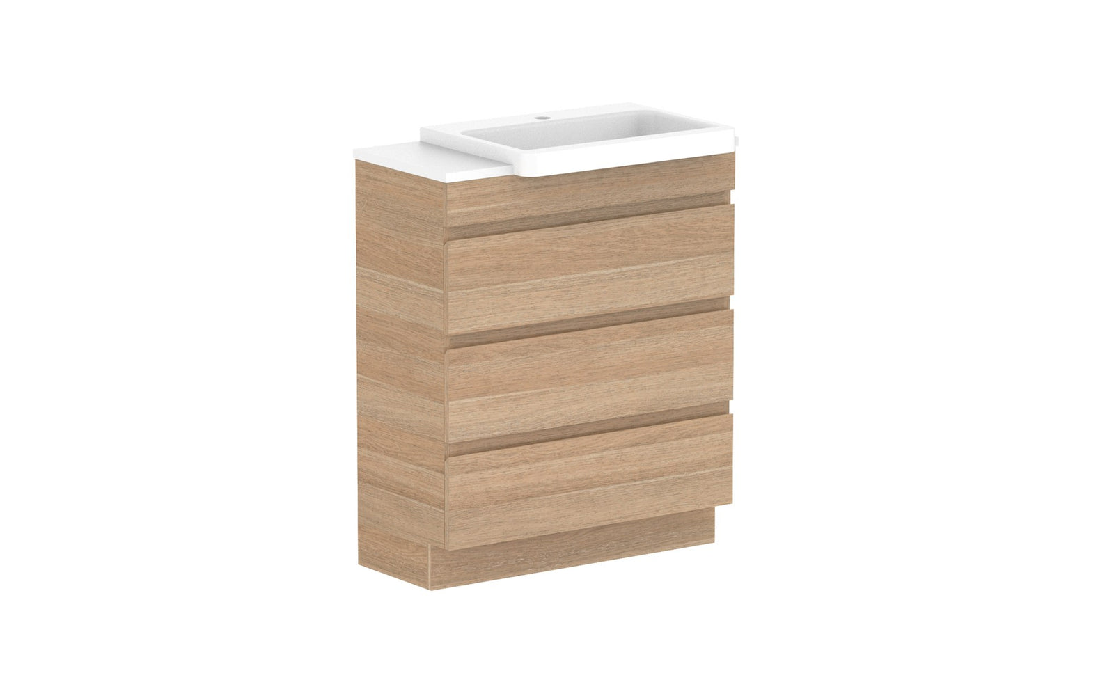 ADP Glacier Semi-Recessed All-Drawer Trio Floor Mount Vanity 750mm right offset bowl, benchtop