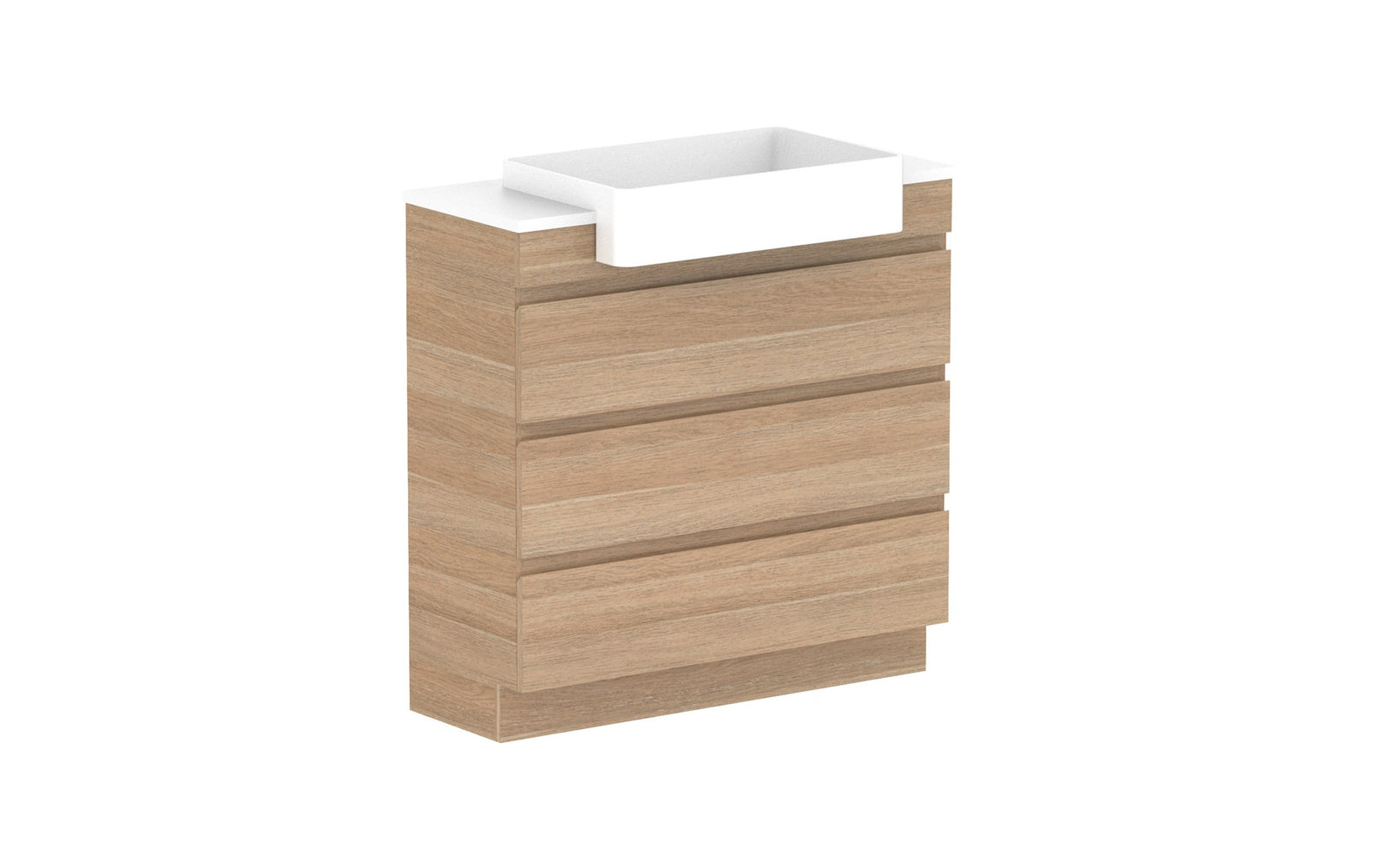 ADP Glacier Semi-Recessed All-Drawer Trio Floor Mount Vanity 900mm centre bowl, benchtop