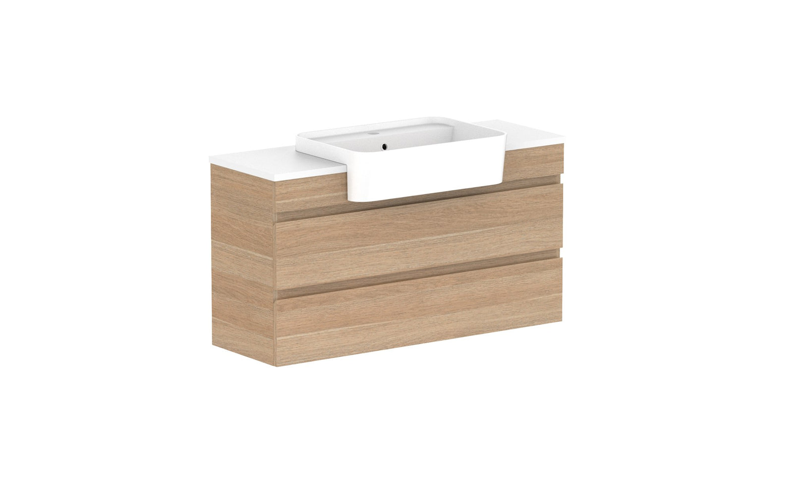 ADP Glacier Semi-Recessed All-Drawer Twin Wall Hung Vanity 1050mm centre bowl, benchtop
