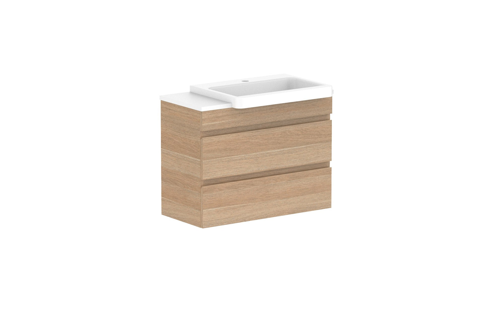 ADP Glacier Semi-Recessed All-Drawer Twin Wall Hung Vanity 750mm right offset bowl, benchtop