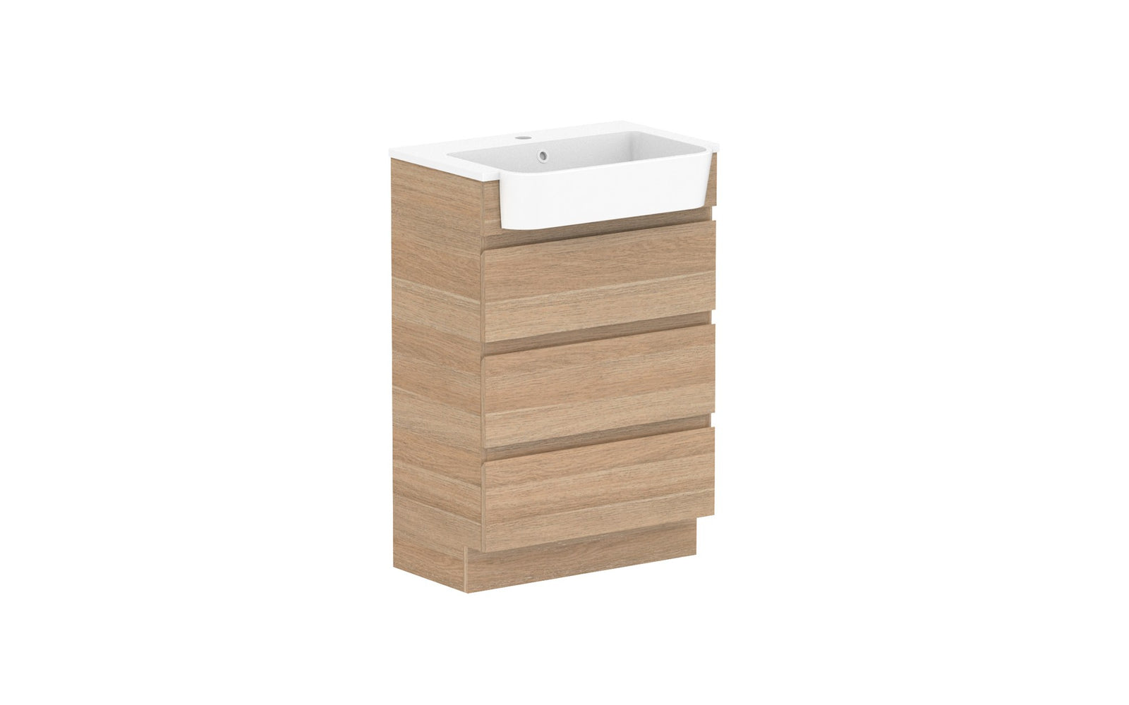 ADP Glacier Semi-Recessed All-Drawer Trio Floor Mount Vanity 600mm, cast marble top