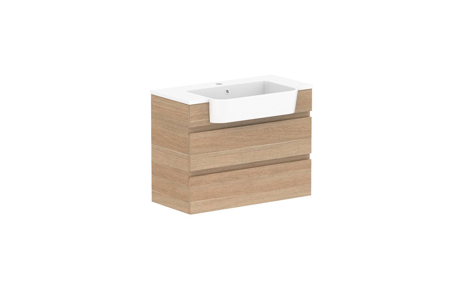 ADP Glacier Semi-Recessed All-Drawer Twin Wall Hung Vanity 750mm, cast marble top