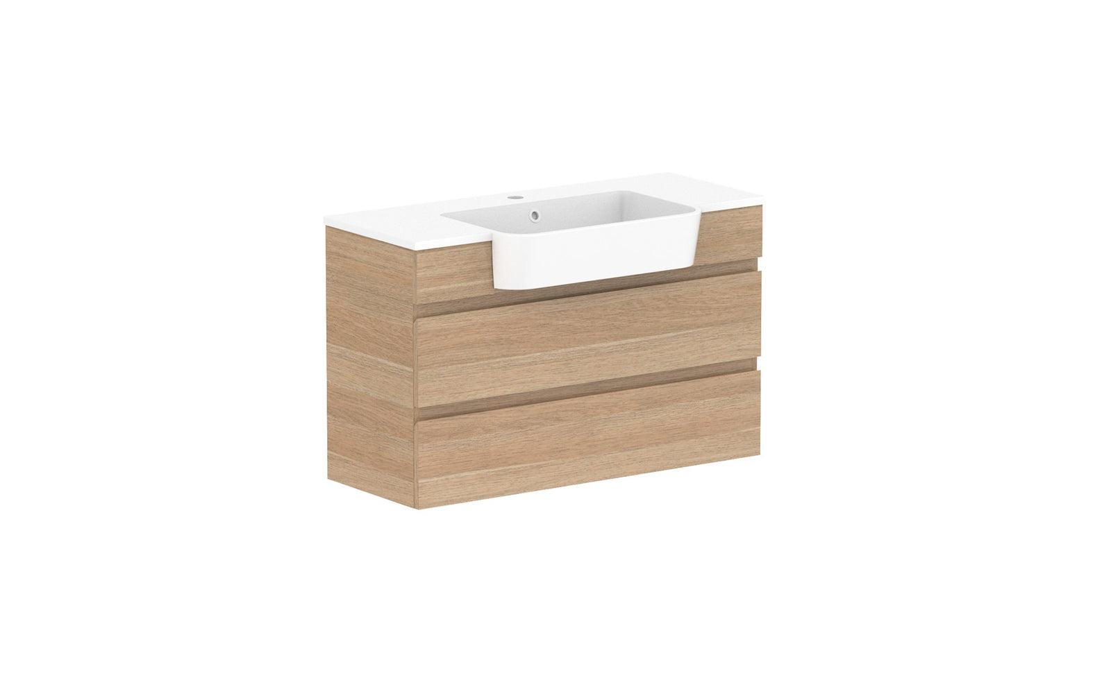 ADP Glacier Semi-Recessed All-Drawer Twin Wall Hung Vanity 900mm, cast marble top