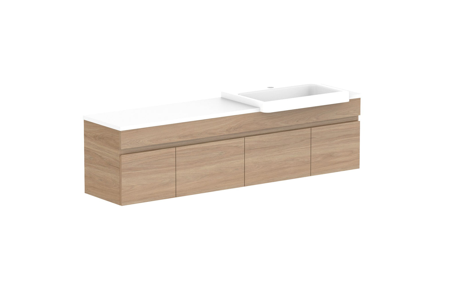 ADP Glacier Semi-Recessed Door & Drawer Slim Wall Hung Vanity 1500mm right offset bowl, benchtop