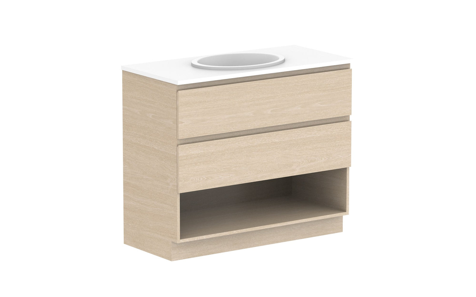 ADP Glacier Full Depth Shelf Twin Floor Mount Vanity 1050mm centre bowl, benchtop