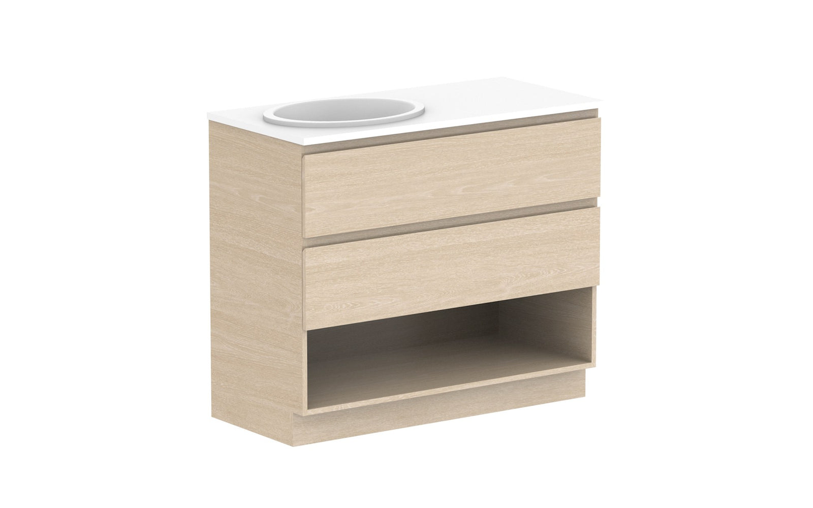 ADP Glacier Full Depth Shelf Twin Floor Mount Vanity 1050mm left offset bowl, benchtop