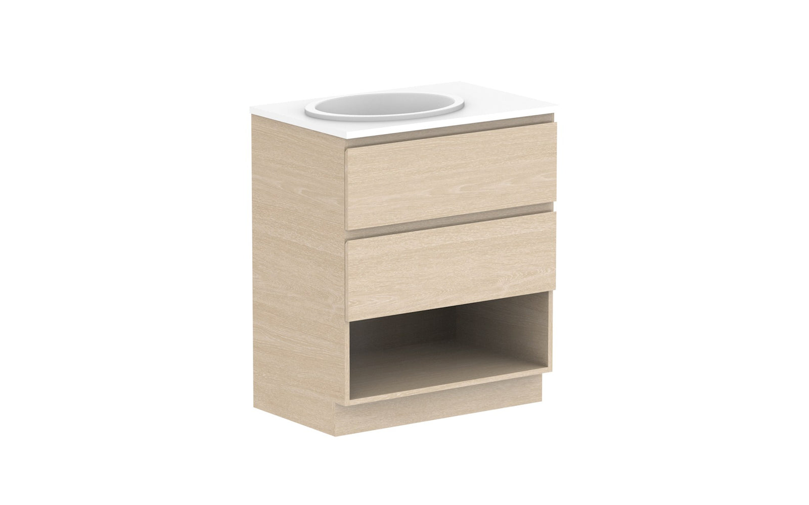 ADP Glacier Full Depth Shelf Twin Floor Mount Vanity 750mm left offset bowl, benchtop