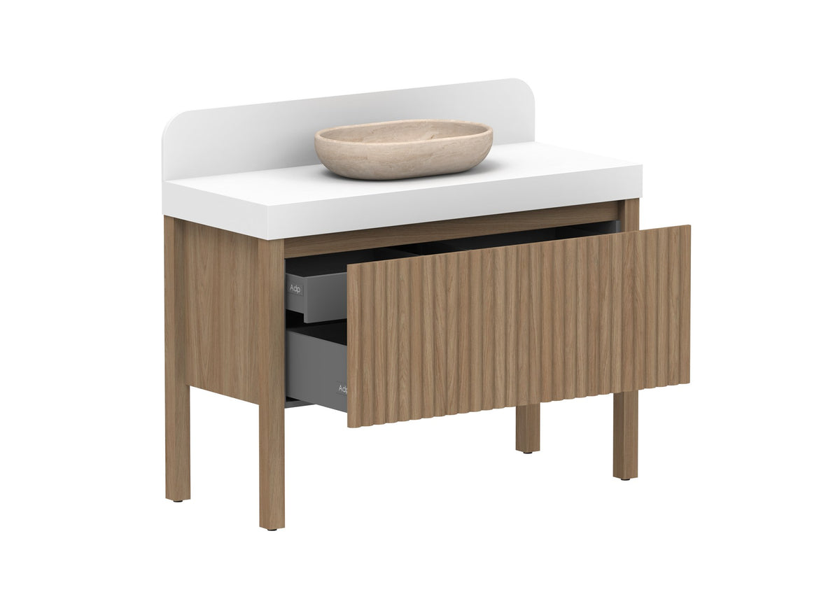 ADP Harper With Legs Floor Mount Vanity 1200mm in Prime Oak, open