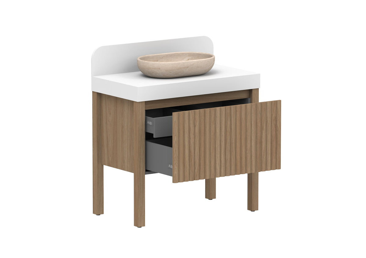 ADP Harper With Legs Floor Mount Vanity 900mm in Prime Oak, open