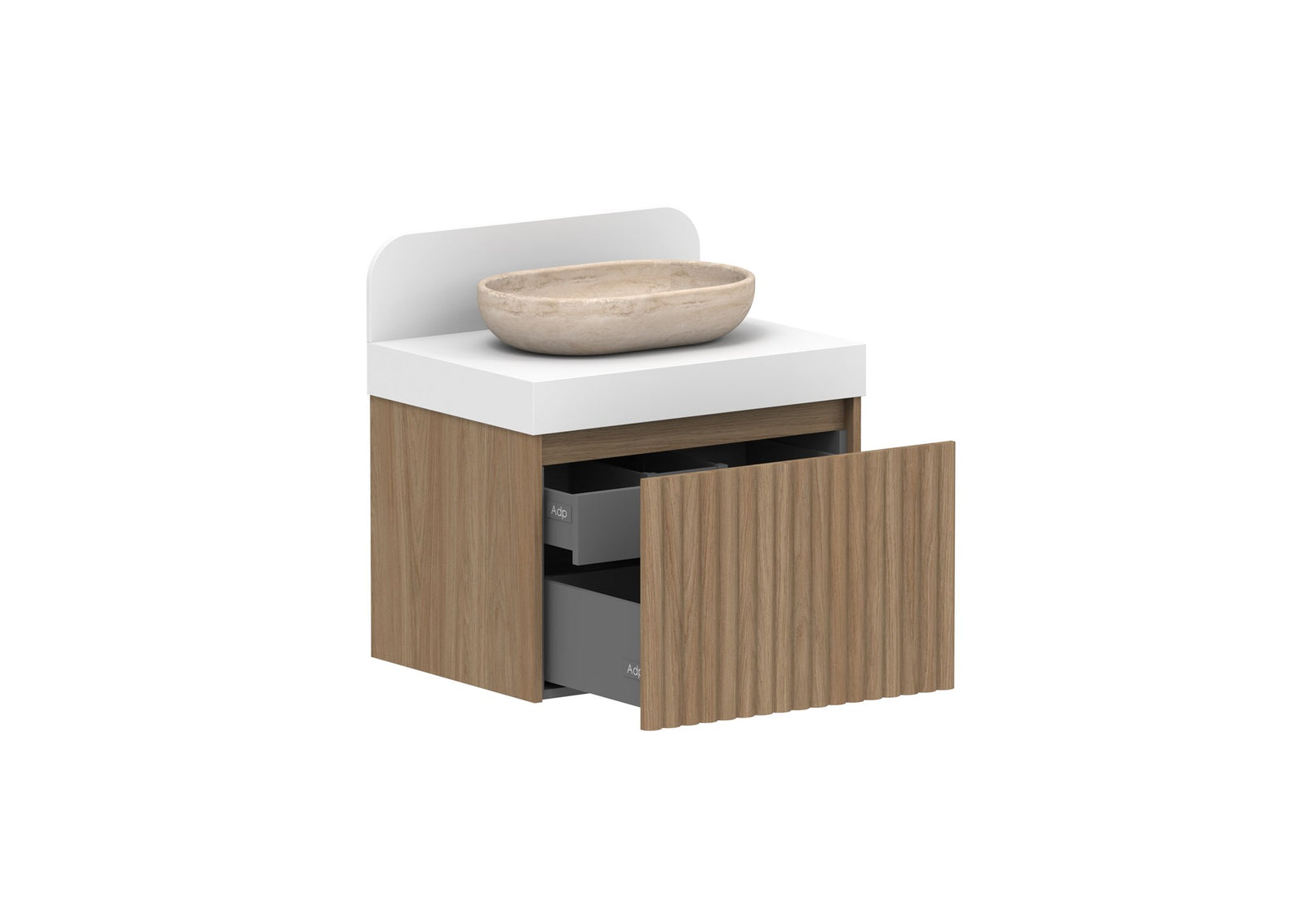 ADP Harper Wall Hung Vanity 685mm in Prime Oak, open