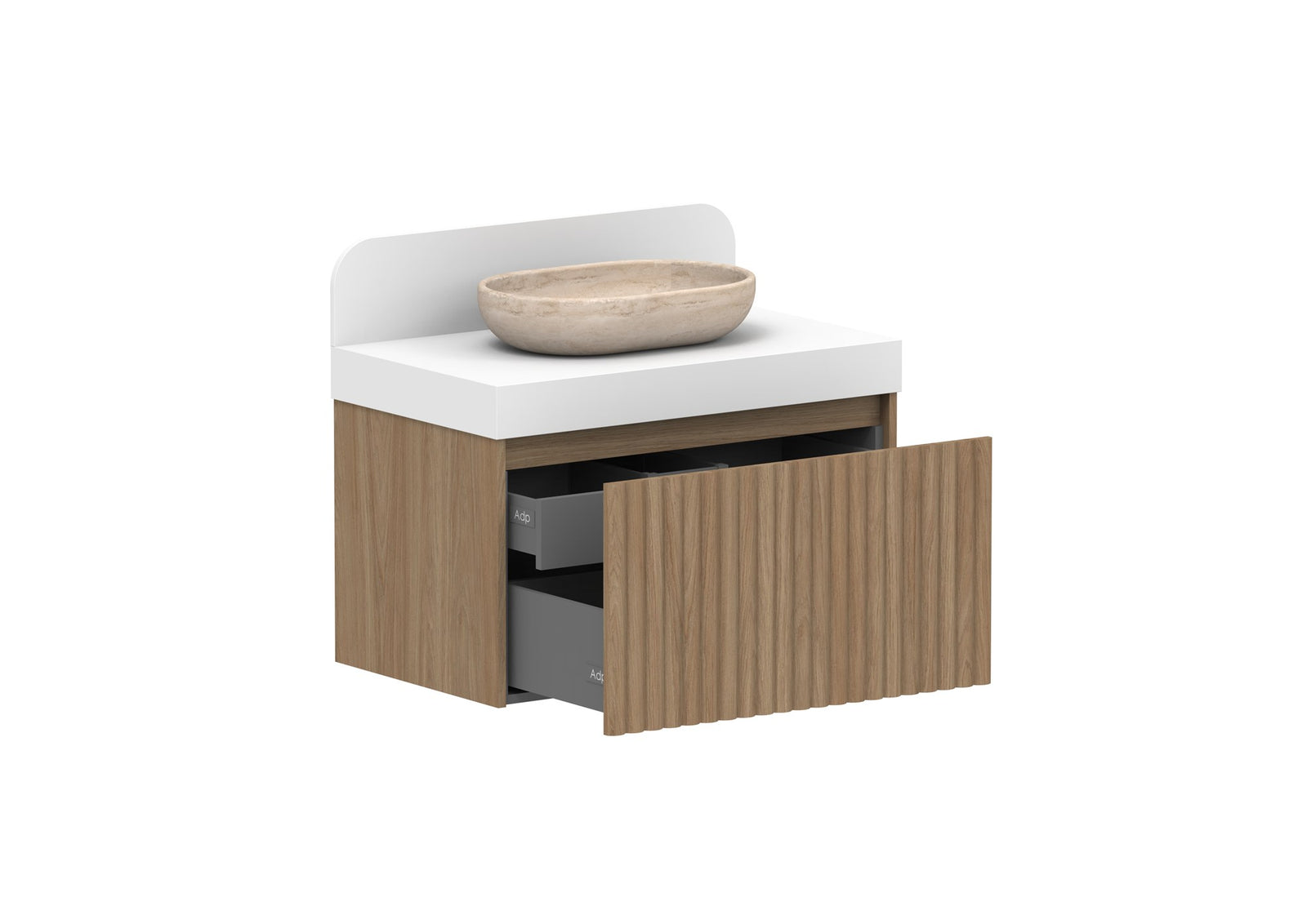 ADP Harper Wall Hung Vanity 835mm in Prime Oak, open