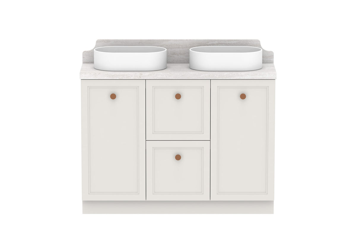 ADP Mabel Ensuite Floor Mount Vanity 1200mm double bowl, front view