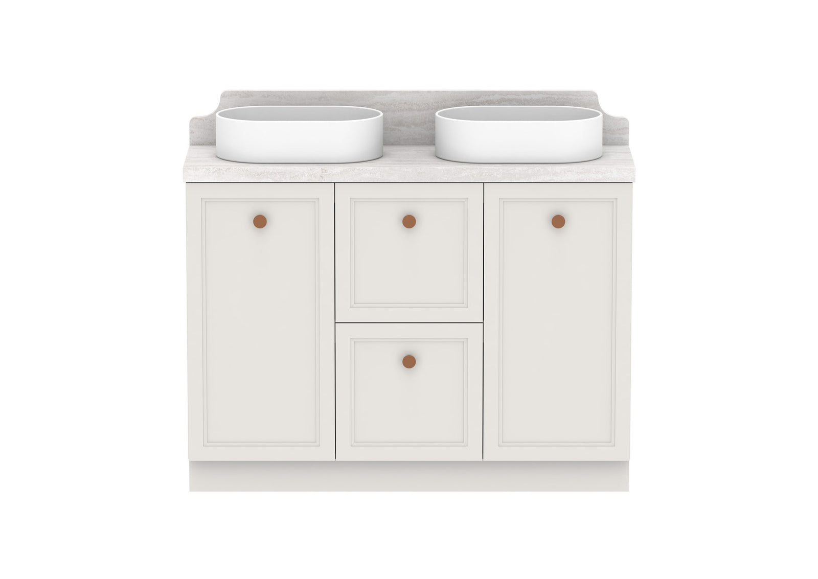 ADP Mabel Ensuite Floor Mount Vanity 1200mm double bowl, front view