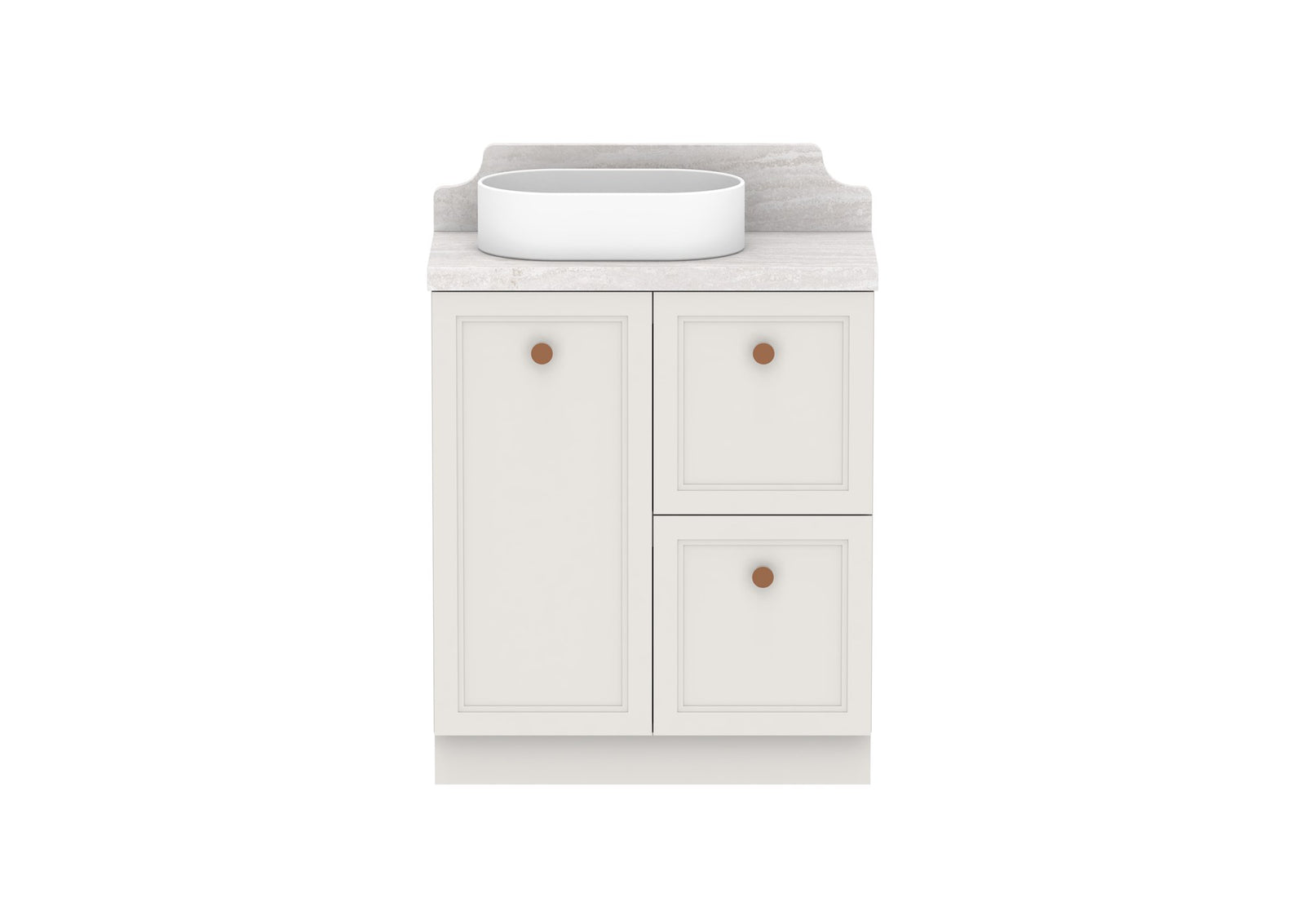 ADP Mabel Ensuite Floor Mount Vanity 750mm left offset bowl, front view