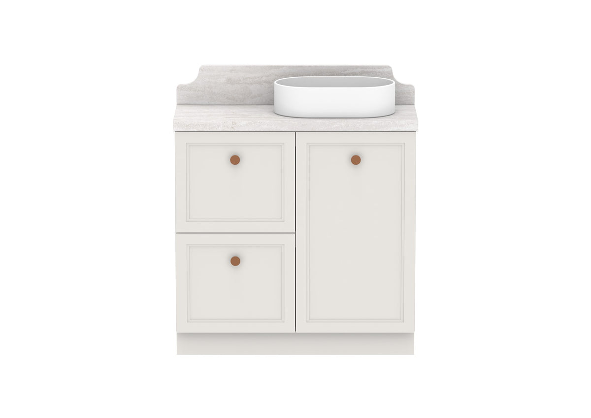 ADP Mabel Ensuite Floor Mount Vanity 900mm right offset bowl, front view