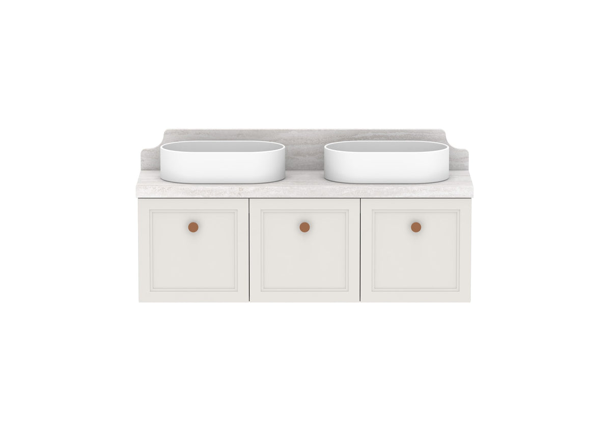 ADP Mabel Ensuite Wall Hung Vanity 1200mm double bowl, front view