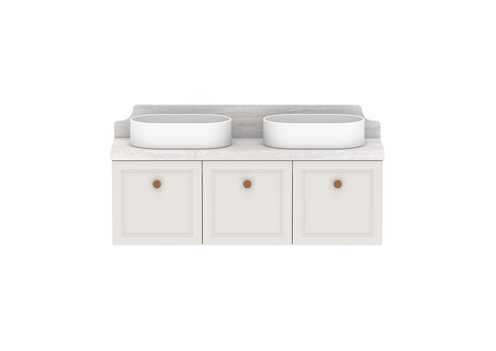 ADP Mabel Ensuite Wall Hung Vanity 1200mm double bowl, front view