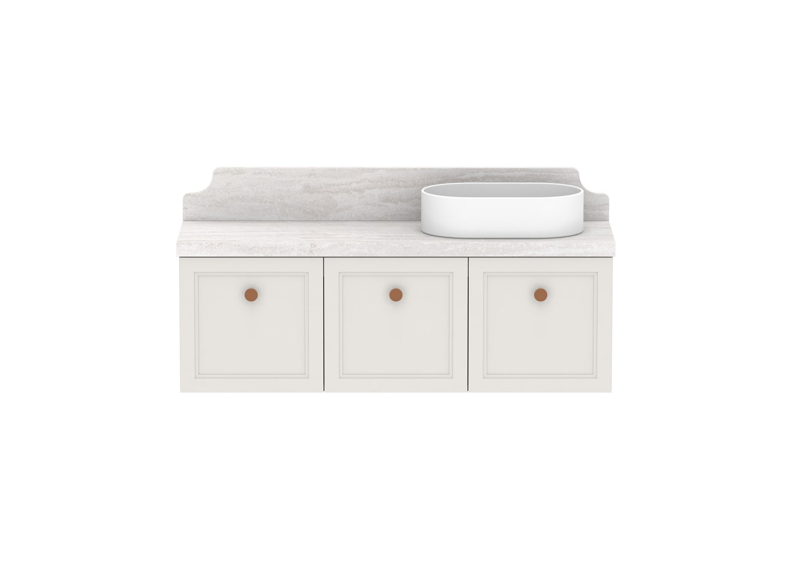 ADP Mabel Ensuite Wall Hung Vanity 1200mm right offset bowl, front view
