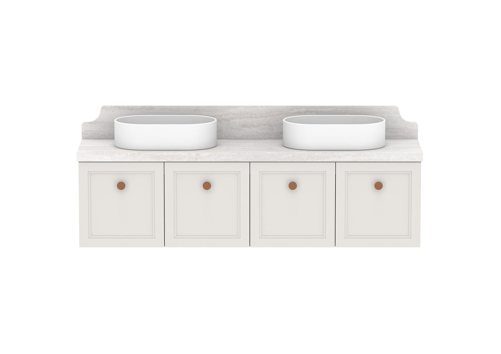 ADP Mabel Ensuite Wall Hung Vanity 1500mm double bowl, front view