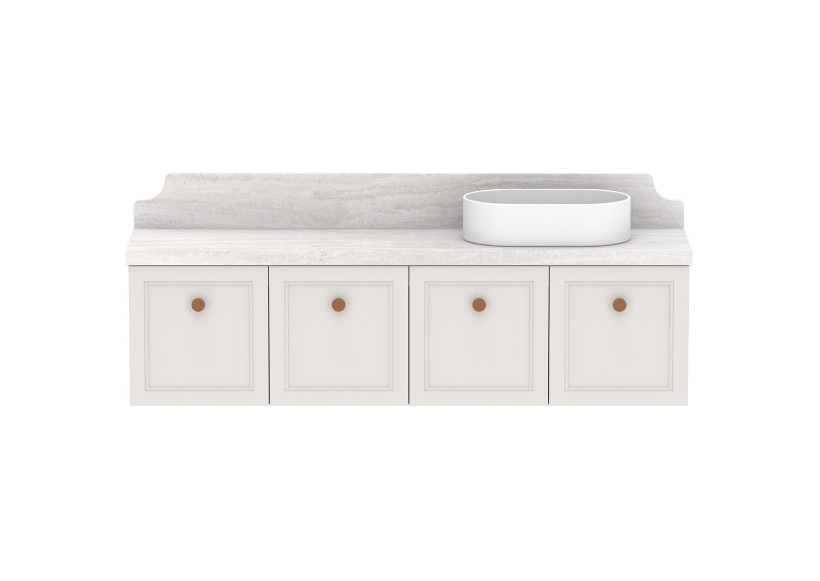 ADP Mabel Ensuite Wall Hung Vanity 1500mm right offset bowl, front view