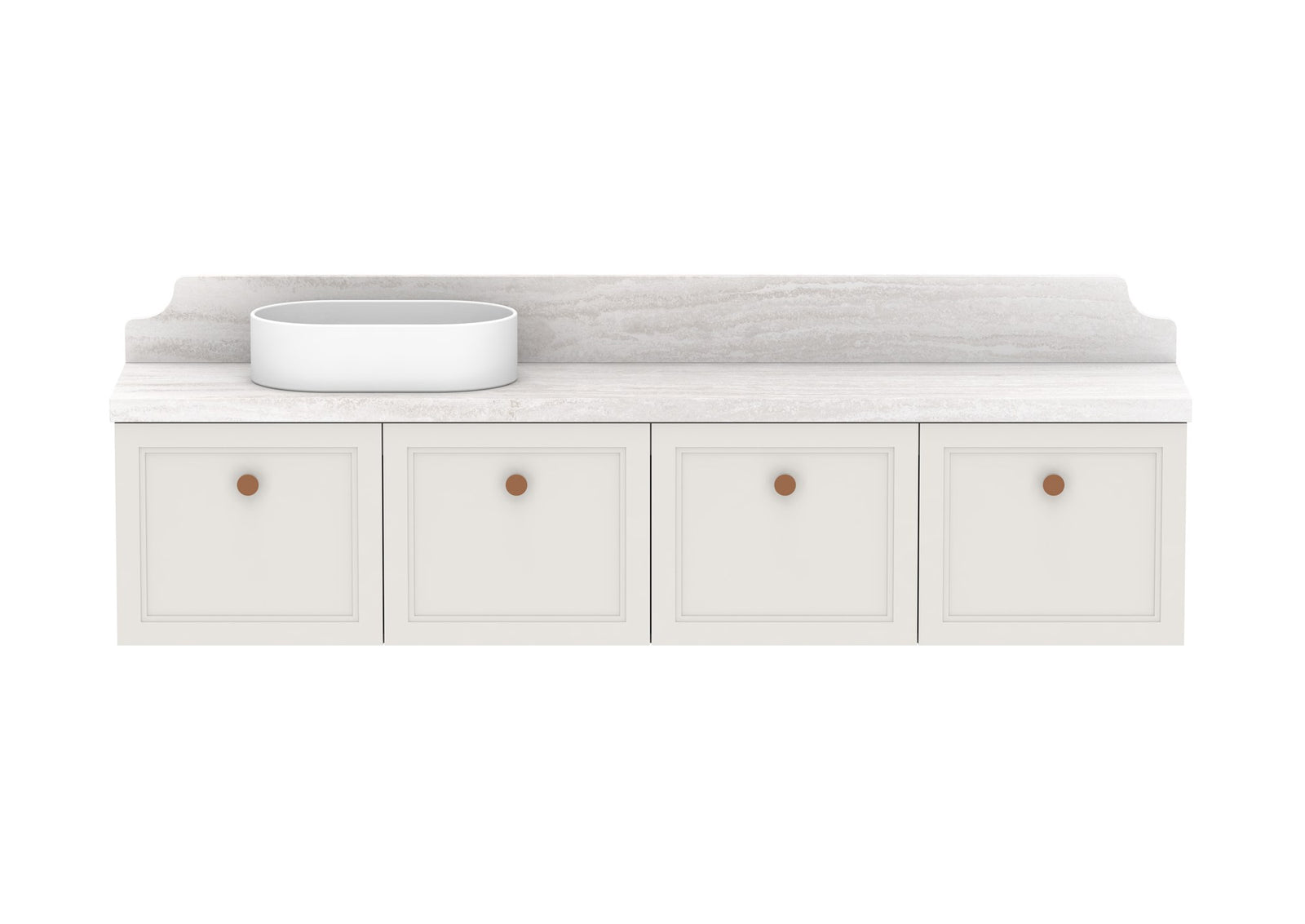 ADP Mabel Ensuite Wall Hung Vanity 1800mm left offset bowl, front view