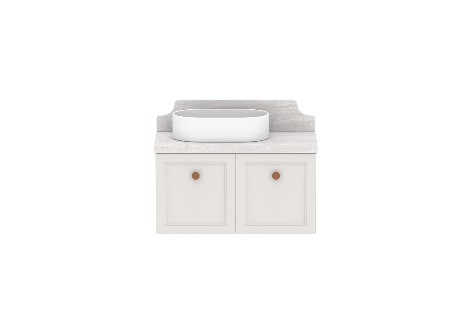 ADP Mabel Ensuite Wall Hung Vanity 750mm left offset bowl, front view