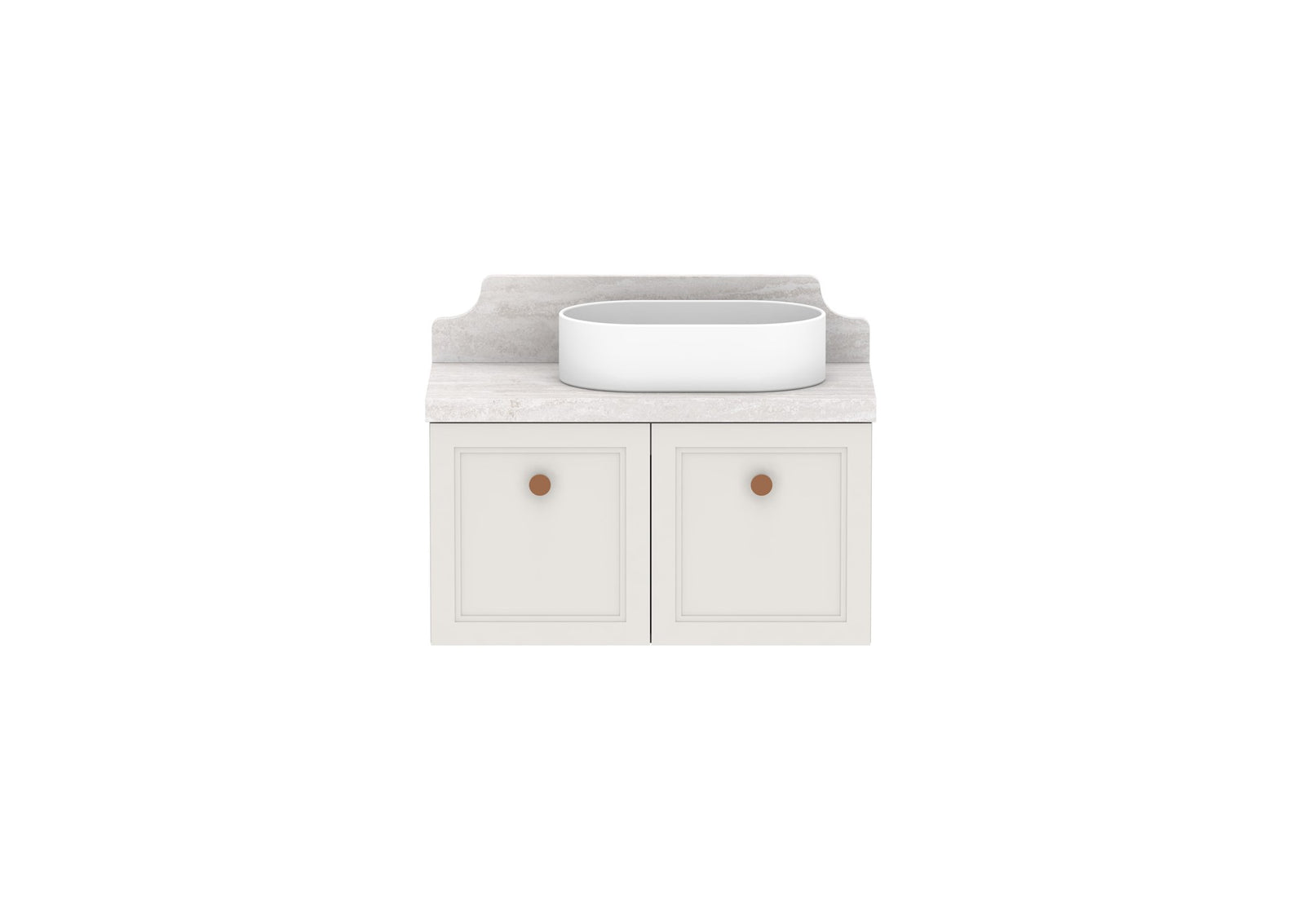 ADP Mabel Ensuite Wall Hung Vanity 750mm right offset bowl, front view